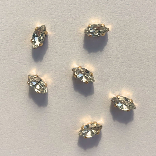 Swarovski 4228 8x4 Crystal/Gold Setting Navettes (10pcs) (S42288X4GCRY)