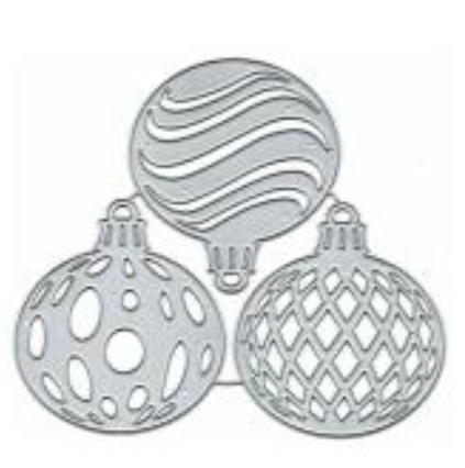 Three silver Christmas ornaments, each featuring a unique filigree cutout—one with wavy lines, one with circular holes, and one with a crisscross pattern—are grouped together on a white background. Crafted using the Filigree Baubles Cutting Die – Set of 3 (SP020) by Printable Heaven, these intricate decorations are perfect for Christmas crafting and showcase the detailed designs you can achieve with die-cutting machines.