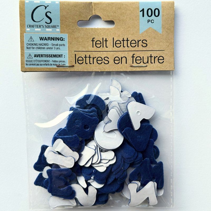 Felt Letter Stickers (100 pcs) Blue - Printable Heaven