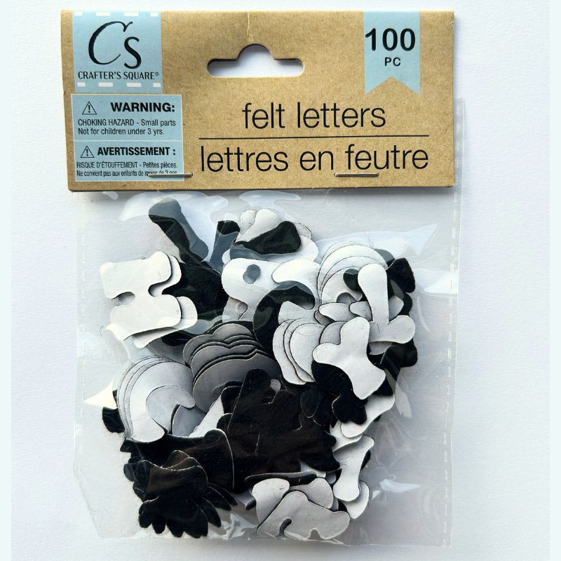 Felt Letter Stickers (100 pcs) Black - Printable Heaven