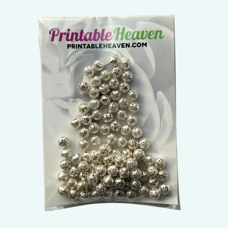 6mm Silver Plated Filigree Balls (100pcs) - Printable Heaven