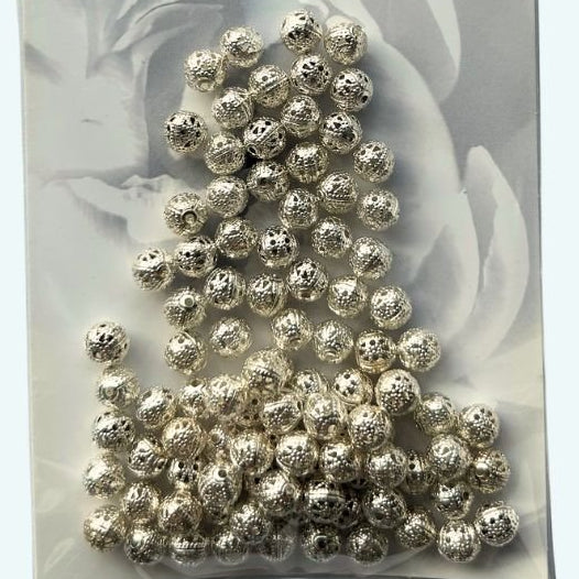 6mm Silver Plated Filigree Balls (100pcs) - Printable Heaven