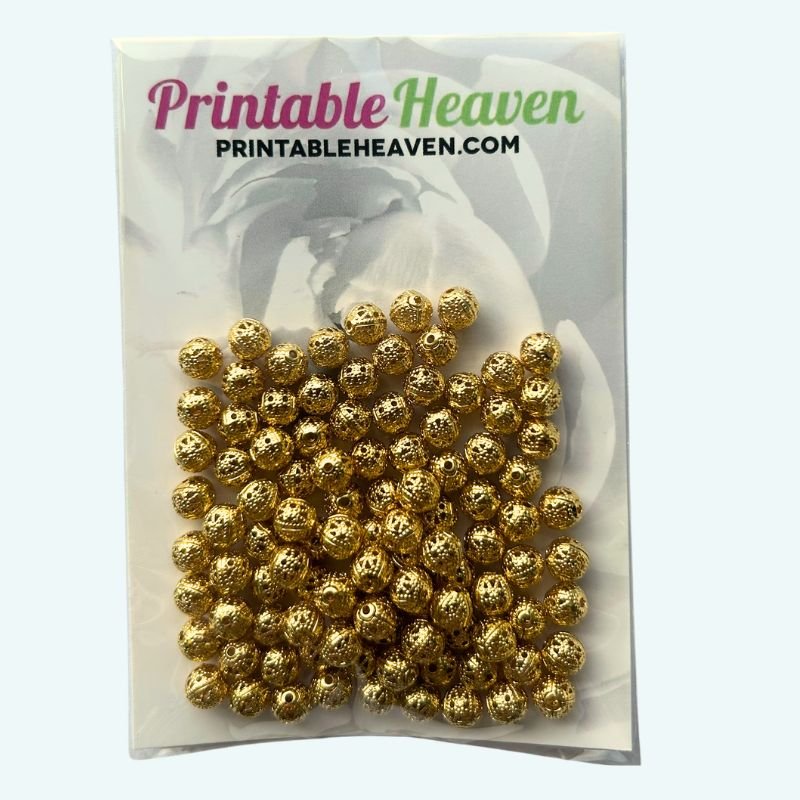 6mm Gold Plated Filigree Balls (100pcs) - Printable Heaven