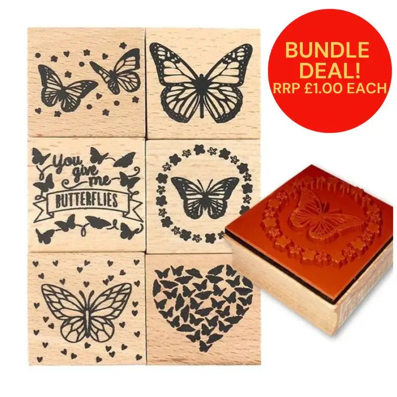 Dovecraft Wooden Stamp Bundle, Butterflies - 6 Stamps (DCWDN029) - Printable Heaven