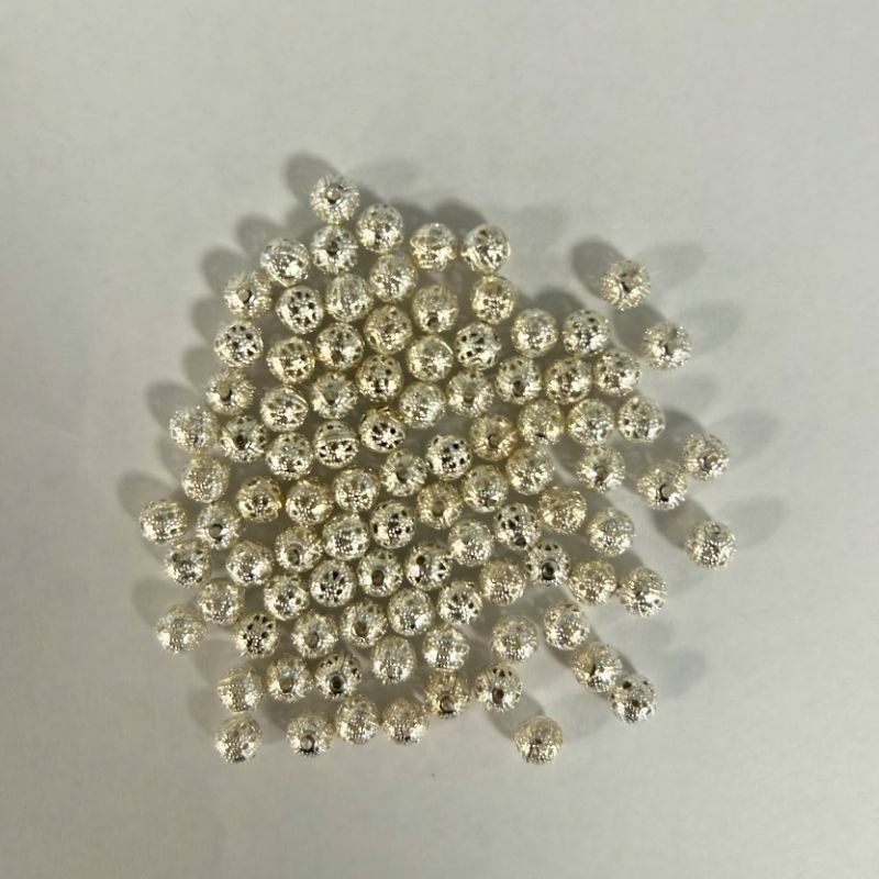 6mm Silver Plated Filigree Balls (100pcs) - Printable Heaven
