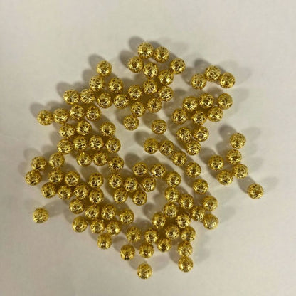 6mm Gold Plated Filigree Balls (100pcs) - Printable Heaven