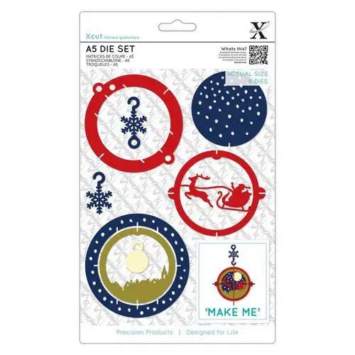 Xcut A5 Dies (7pcs) - Flying Santa Bauble - Printable Heaven