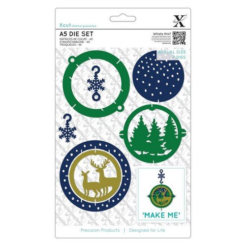 Xcut A5 Dies (7pcs) - Winter Woodland Bauble - Printable Heaven