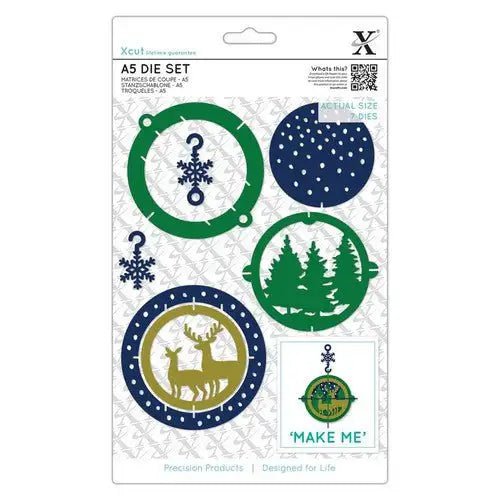 Xcut A5 Dies (7pcs) - Winter Woodland Bauble - Printable Heaven