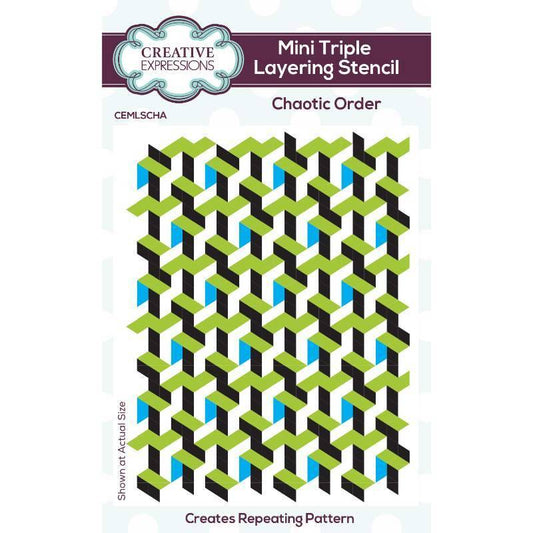 Creative Expressions Chaotic Order Mini Triple Layering Stencil 4 in x 3 in Set of 3 (CEMLSCHA)