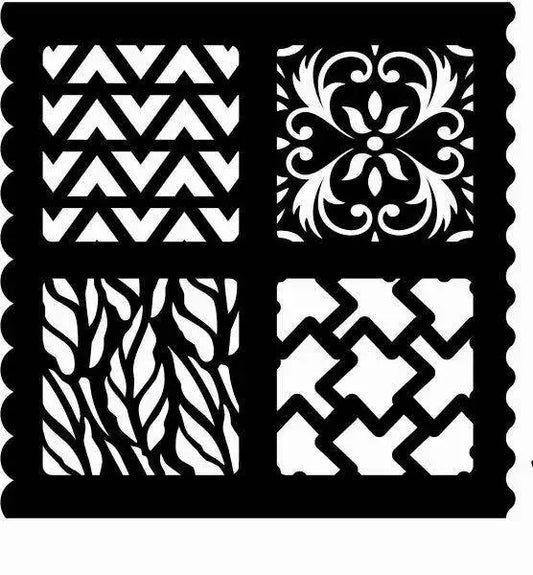Creative Expressions Scrolls & Tyre Tread 7 in x 7 in Stencil (CEST023) - Printable Heaven