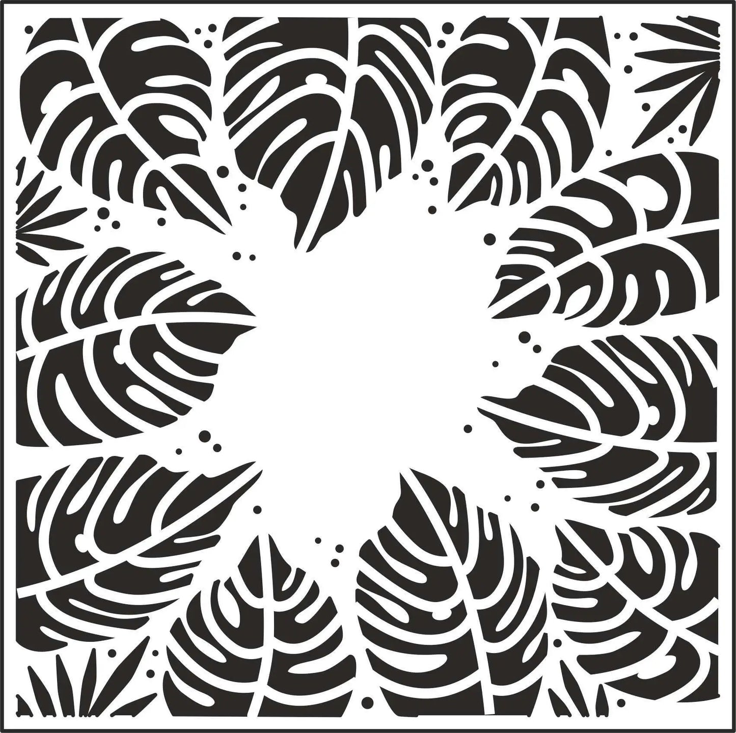 Creative Expressions Sue Wilson Tropical Leaves 7 in x 7 in Stencil (CEST042) - Printable Heaven