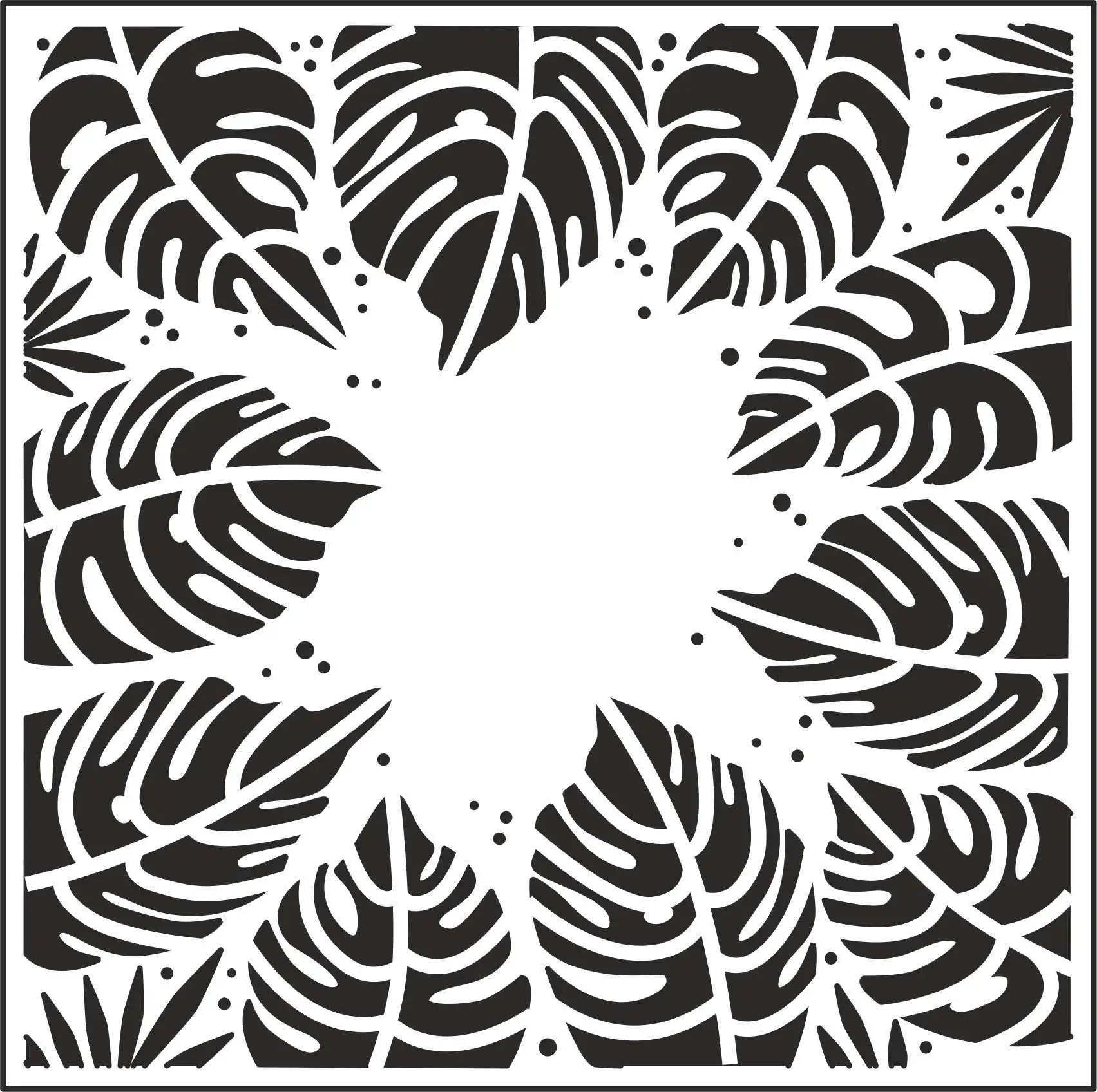 Creative Expressions Sue Wilson Tropical Leaves 7 in x 7 in Stencil (CEST042) - Printable Heaven