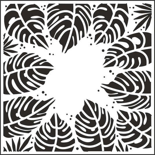 Creative Expressions Sue Wilson Tropical Leaves 7 in x 7 in Stencil (CEST042) - Printable Heaven