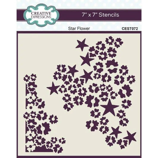 Creative Expressions Star Flower 7 in x 7 in Stencil (CEST072) - Printable Heaven