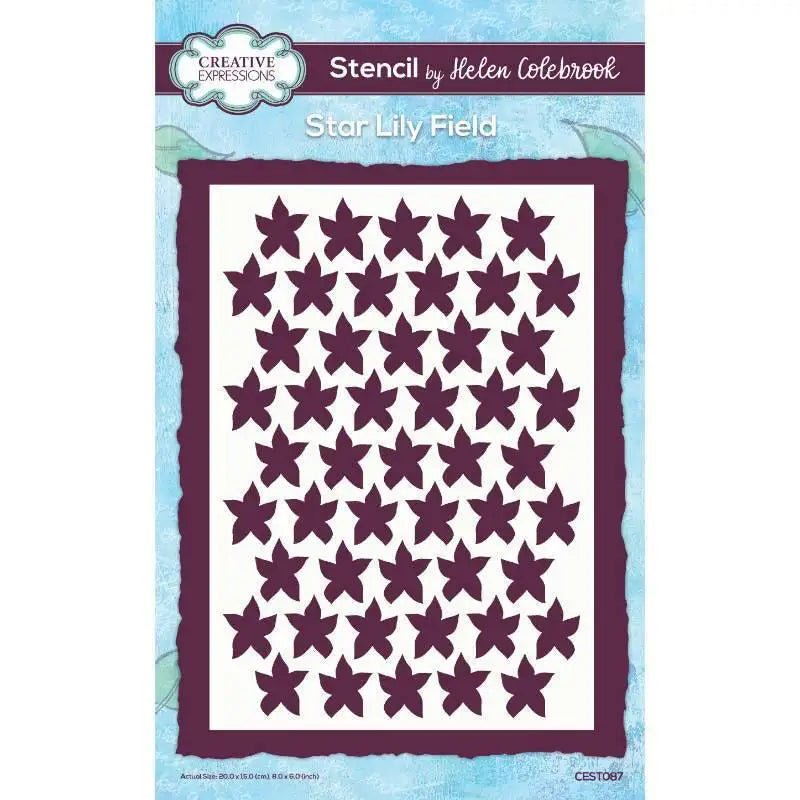 Creative Expressions Helen Colebrook Star Lily Field 8 in x 6 in Stencil (CEST087) - Printable Heaven