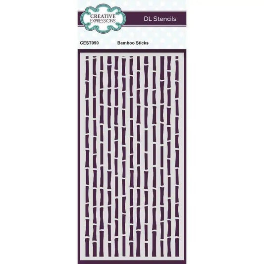 Creative Expressions Bamboo Sticks DL Stencil 4 in x 8 in (10.0 x 20.3 cm) (CEST090) - Printable Heaven