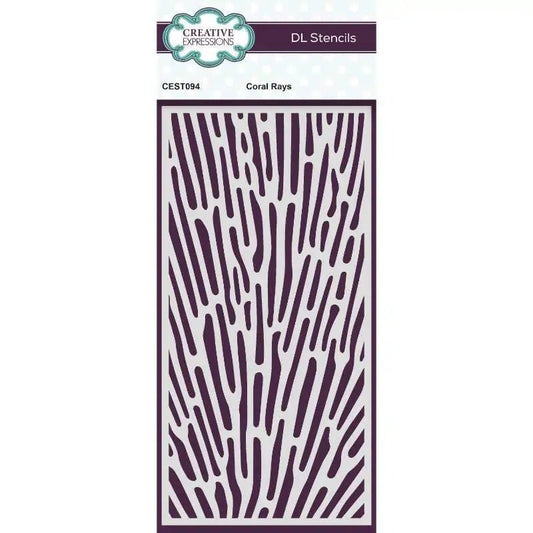 Creative Expressions Coral Rays DL Stencil 4 in x 8 in (10.0 x 20.3 cm) (CEST094) - Printable Heaven