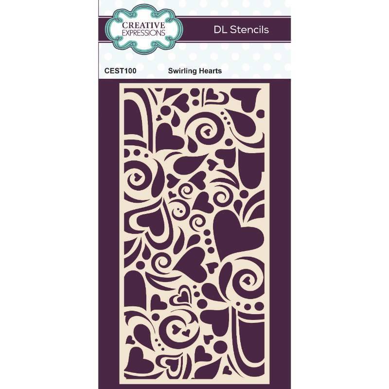 Creative Expressions Swirling Hearts DL Stencil 4 in x 8 in (10.0 x 20.3 cm) (CEST100)