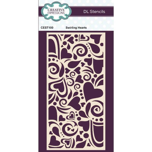 Creative Expressions Swirling Hearts DL Stencil 4 in x 8 in (10.0 x 20.3 cm) (CEST100)