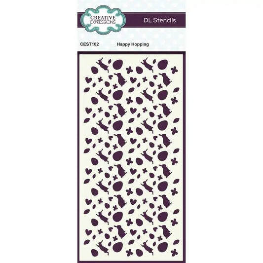 Creative Expressions Happy Hopping DL Stencil 4 in x 8 in (10.0 x 20.3 cm) (CEST102) - Printable Heaven