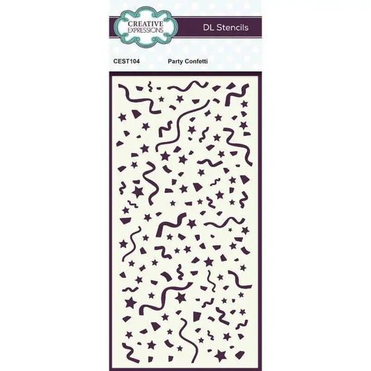 Creative Expressions Party Confetti DL Stencil 4 in x 8 in (10.0 x 20.3 cm) (CEST104) - Printable Heaven