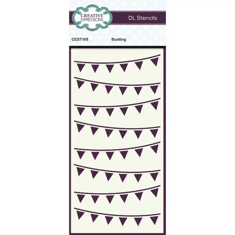 Creative Expressions Bunting DL Stencil 4 in x 8 in (10.0 x 20.3 cm) (CEST105) - Printable Heaven