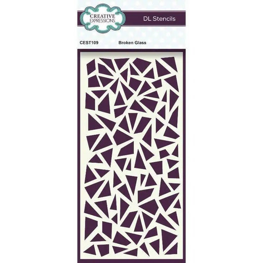 Creative Expressions Broken Glass DL Stencil 4 in x 8 in (10.0 x 20.3 cm) (CEST109) - Printable Heaven