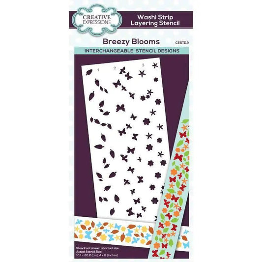 Creative Expressions Breezy Blooms Washi Strip Layering Stencil 4 in x 8 in (10.0 x 20.3 cm) (CEST112) - Printable Heaven
