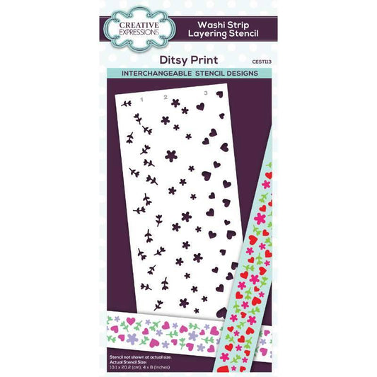 Creative Expressions Ditsy Print Washi Strip Layering Stencil 4 in x 8 in (10.0 x 20.3 cm) (CEST113)