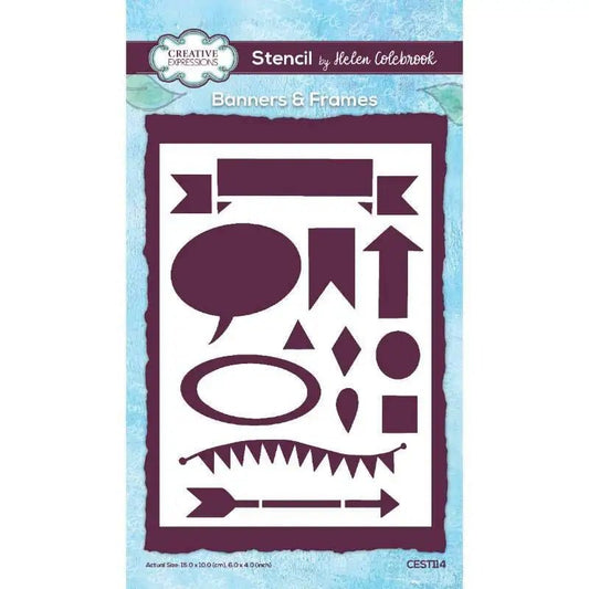 Creative Expressions Helen Colebrook Banners & Frames 4 in x 6 in Stencil (CEST114) - Printable Heaven