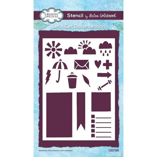 Creative Expressions Helen Colebrook Let's Get Documenting 4 in x 6 in Stencil (CEST115) - Printable Heaven