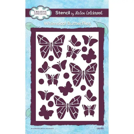 Creative Expressions Helen Colebrook Whimsical Butterflies 6 in x 8 in Stencil (CEST117) - Printable Heaven