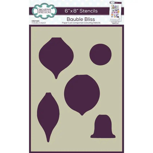 Creative Expressions Bauble Bliss Companion Colouring Stencil 6 in x 8 in (CEST120) - Printable Heaven