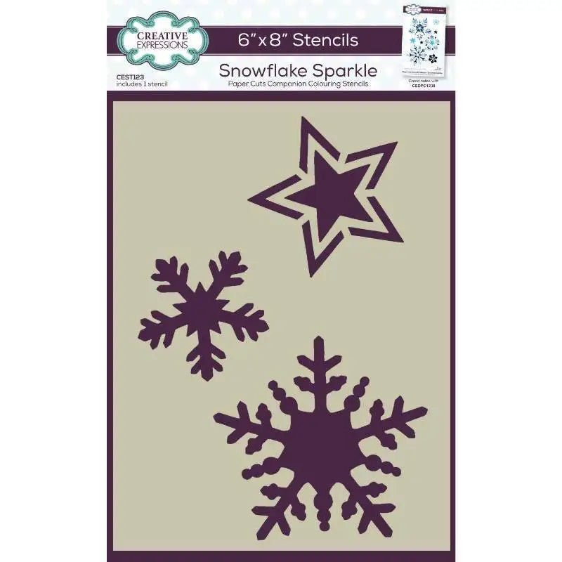 Creative Expressions Snowflake Sparkle Companion Colouring Stencil 6 in x 8 in (CEST123) - Printable Heaven