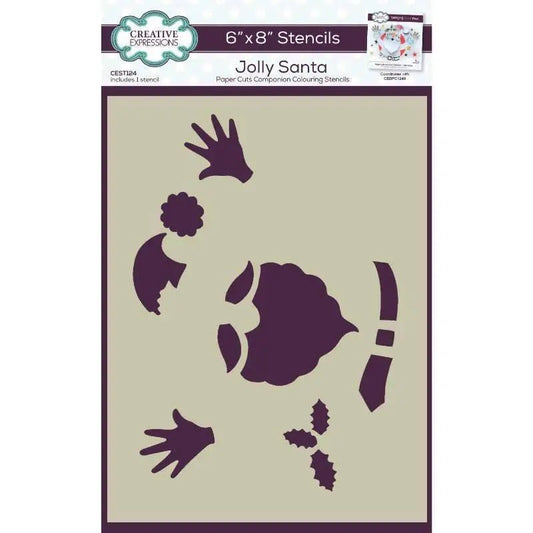 Creative Expressions Jolly Santa Companion Colouring Stencil 6 in x 8 in (CEST124) - Printable Heaven