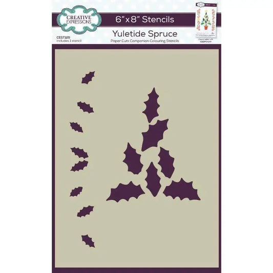 Creative Expressions Yuletide Spruce Companion Colouring Stencil 6 in x 8 in (CEST125) - Printable Heaven