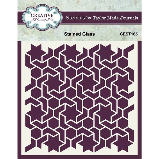 Creative Expressions Taylor Made Journals Stained Glass 6 in x 6 in Stencil (CEST165) - Printable Heaven