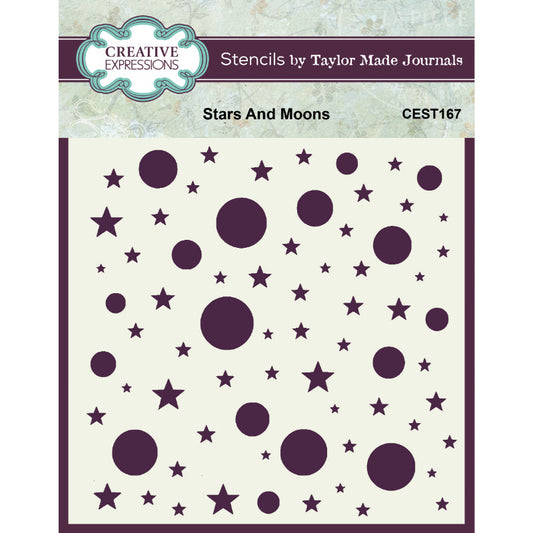 Creative Expressions Taylor Made Journals Stars And Moons 6 in x 6 in Stencil (CEST167)