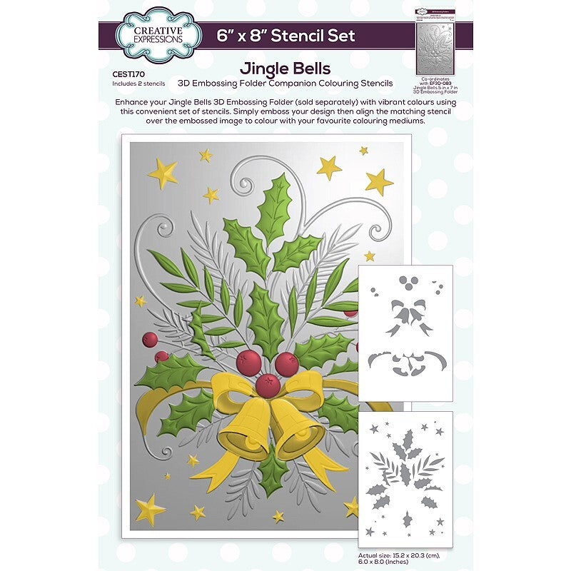 Creative Expressions Jingle Bells Companion Colouring Stencil 6 in x 8 in Set of 2 (CEST170)