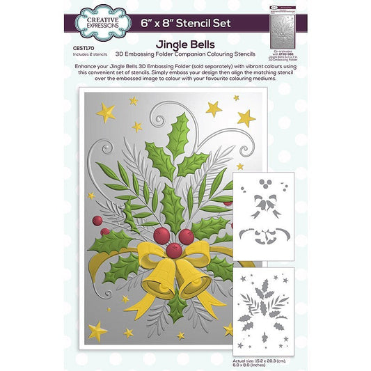 Creative Expressions Jingle Bells Companion Colouring Stencil 6 in x 8 in Set of 2 (CEST170)
