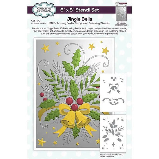 Creative Expressions Jingle Bells Companion Colouring Stencil 6 in x 8 in Set of 2 (CEST170) - Printable Heaven