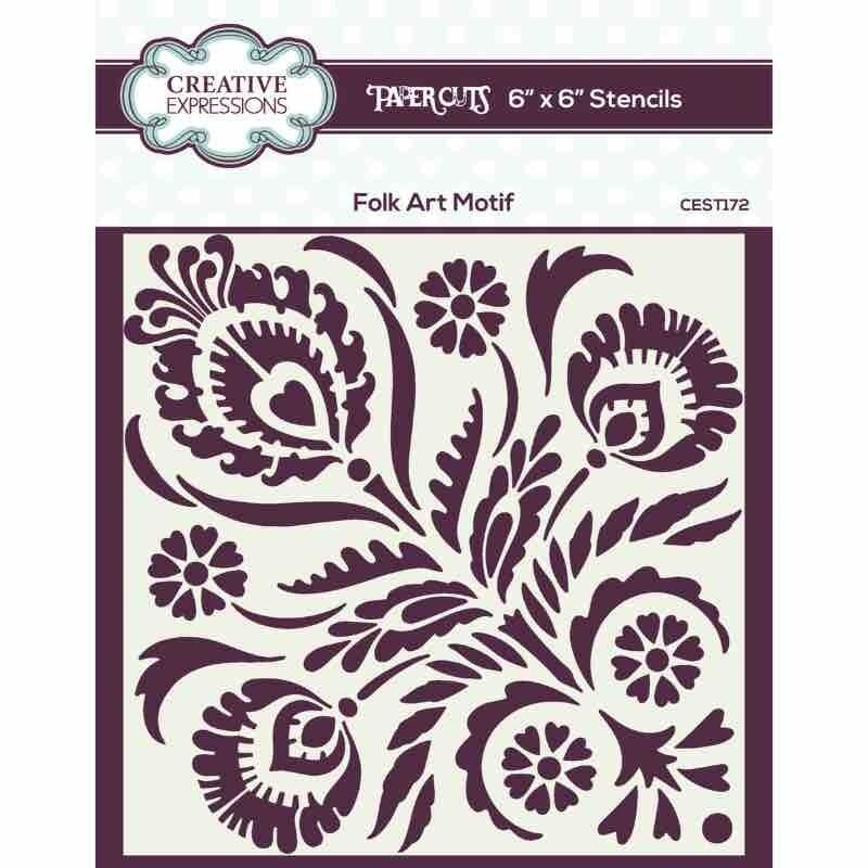 Creative Expressions Folk Art Motif 6 in x 6 in Stencil  (CEST172)