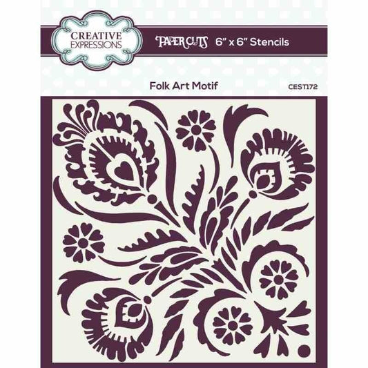Creative Expressions Folk Art Motif 6 in x 6 in Stencil  (CEST172)
