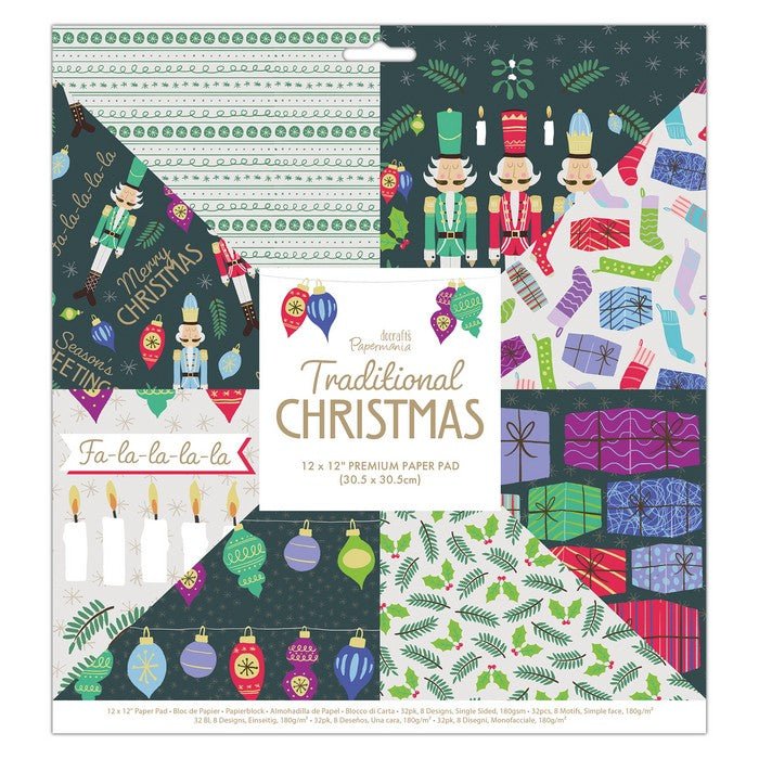12 x 12" Paper Pack (32pk) - Traditional Christmas - Printable Heaven
