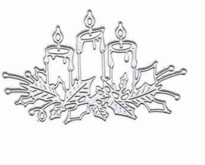 Create beautiful festive holiday displays with the Printable Heaven Christmas Candle & Holly Cutting Die (1 PC) (D001)—featuring an outline drawing of three lit candles surrounded by holly leaves and berries. Perfect inspiration for handmade Christmas cards or festive paper crafts!.