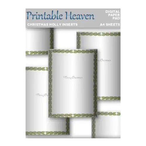 Download - Digital Paper Pad - Christmas Holly Inserts - Printable Heaven