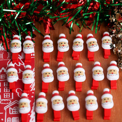 Christmas Santa Wooden Pegs - 20 Pack (XMA3199OB) - Printable Heaven