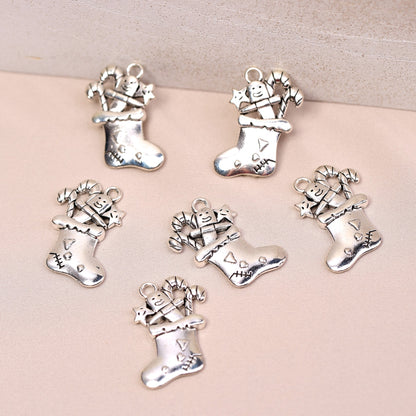 Christmas Stocking Metal Charms (6pcs) (MLB-009)