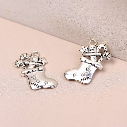 Christmas Stocking Metal Charms (6pcs) (MLB-009)